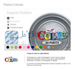 Piatto plastica piano argento Dopla