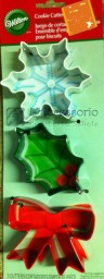 Dolci: Tagliapasta metallo soggetti natale Fiocco/Neve/Foglia (3pz)