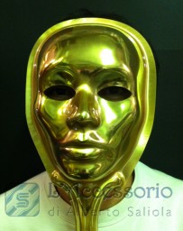 Maschera plastica oro con asta