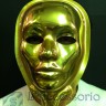 Maschera plastica oro con asta