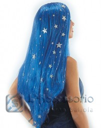 Parrucca fatina liscia lunga azzurra