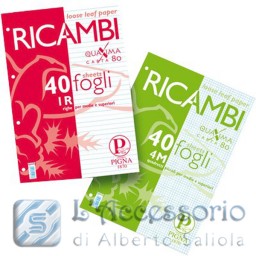 Ricambi fogli con i fori varie rigature