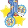 palloncino in mylar Bouquet 1 compleanno celeste