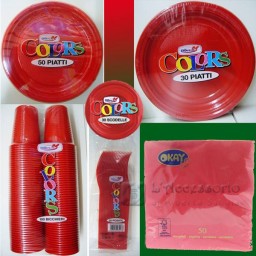 Coordinato Piatti in plastica base rosso