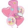palloncino in mylar Bouquet 1 compleanno rosa